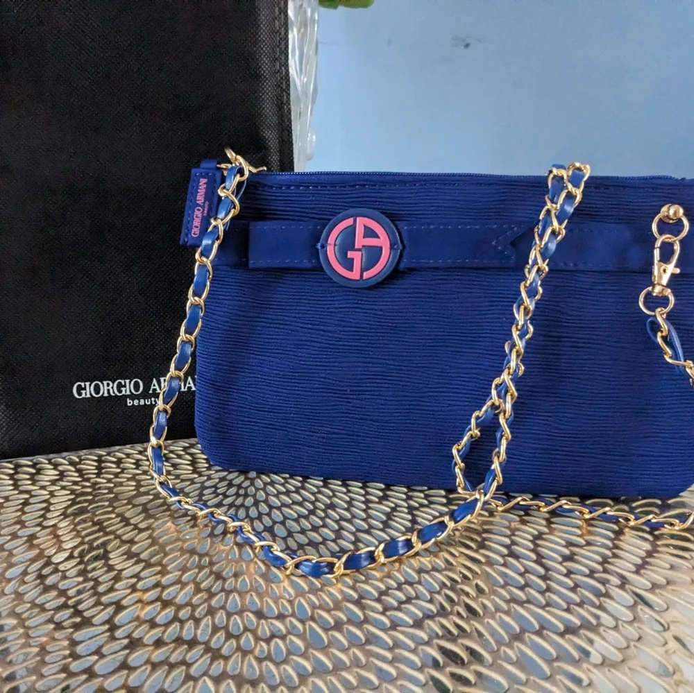 Giorgio Armani Royal Blue Clutch with Gold Accents - Picture 8 of 8